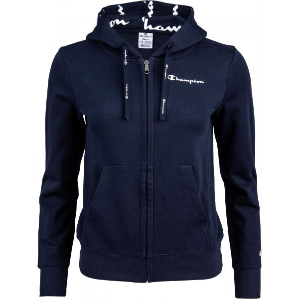Champion HOODED FULL ZIP SWEATSHIRT tmavě modrá L - Dámská mikina Champion