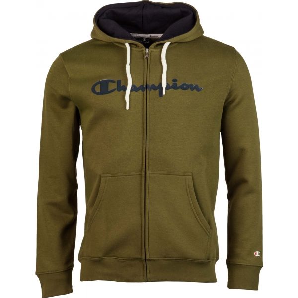 Champion HOODED  FULL ZIP SWEATSHIRT tmavě zelená S - Pánská mikina Champion