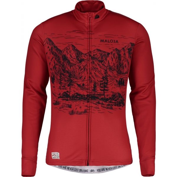 Maloja SERLASM. LONGSLEEVE 1/2 červená XL - Cyklistický dres Maloja