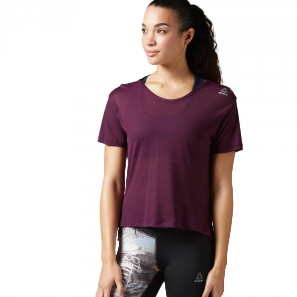 Reebok WORKOUT READY ACTIVCHILL SLUB TEE vínová XS - Dámské tričko Reebok