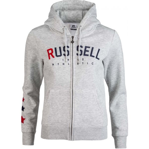 Russell Athletic PRINTED ZIP THROUGH HOODY SWEATSHIRT šedá M - Dámská mikina Russell Athletic
