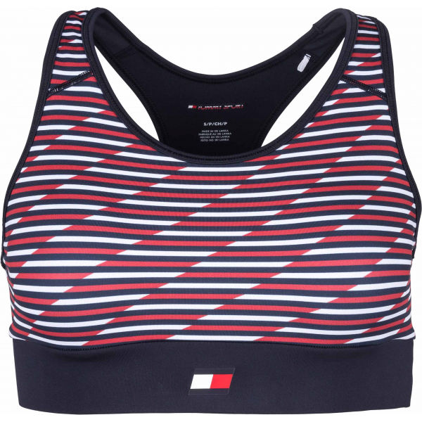 Tommy Hilfiger MID SUPPORT FLAG PRINT BRA  M - Dámská sportovní podprsenka Tommy Hilfiger