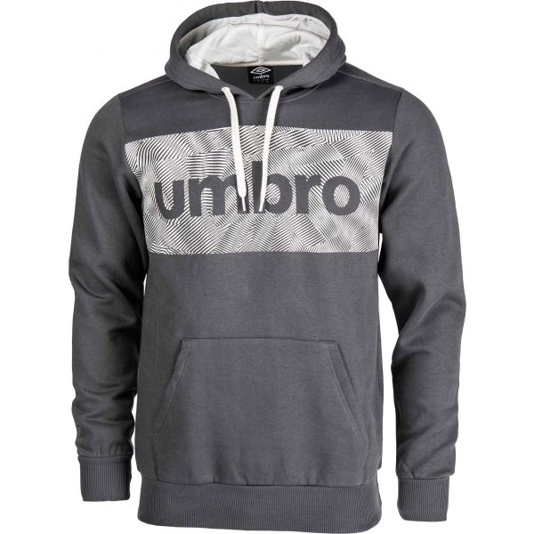 Umbro FLEECE HOODY WITH CHEST GRAPHIC šedá S - Pánská mikina Umbro