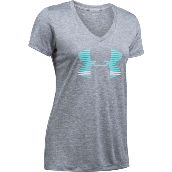 Under Armour TECH SSV GRAPHIC TWIST šedá M - Dámské triko Under Armour