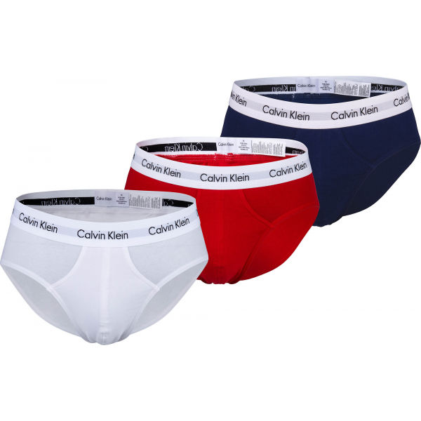 Calvin Klein 3 PACK HIP BRIEF tmavě modrá M - Pánské slipy Calvin Klein