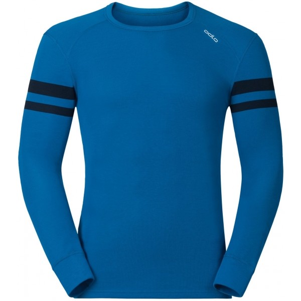 Odlo SUW MEN'S TOP L/S CREW NECK ACTIVE WARM JUL PRINT modrá S - Pánské funkční tričko Odlo