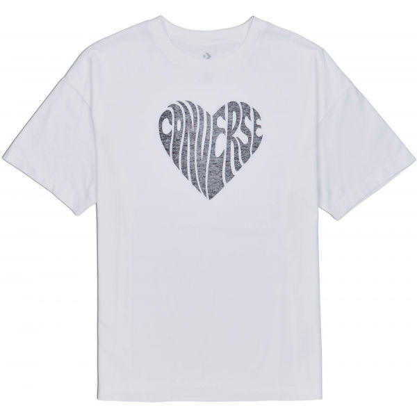 Converse WOMENS HEART REVERSE PRINT TEE bílá M - Dámské tričko Converse
