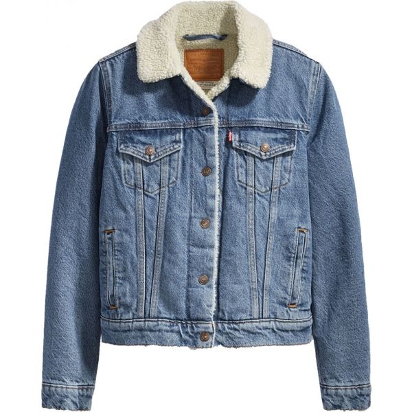 Levi's ORIG SHERPA TRIM TRUCKER  CONCRETE INDIG modrá S - Dámská trucker bunda Levi's