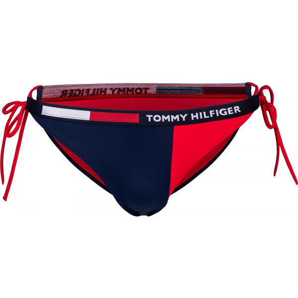 Tommy Hilfiger CHEEKY STRING SIDE TIE BIKINI červená S - Dámský spodní díl plavek Tommy Hilfiger