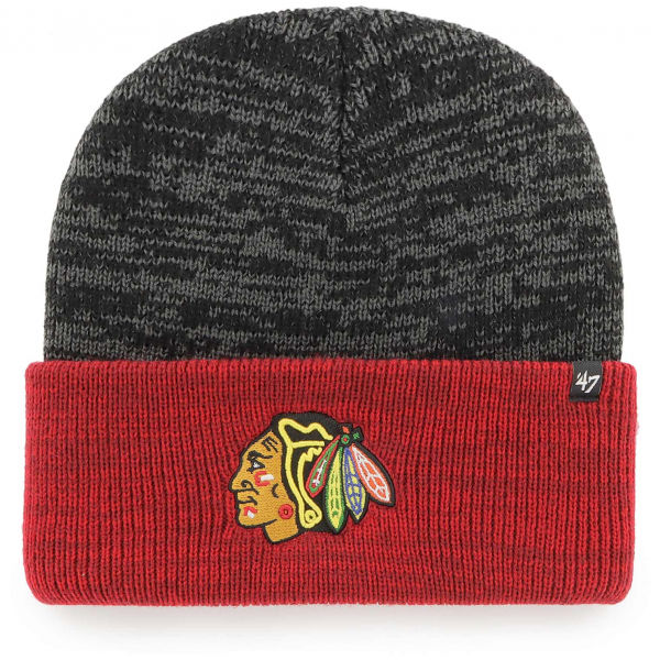 47 NHL CHICAGO BLACKHAWKS TWO TONE BRAIN FREEZE '47 CUFF KNIT B  UNI - Zimní čepice 47