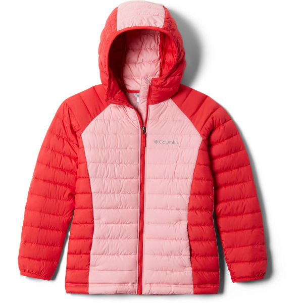 Columbia POWDER LITE GIRLS HOODED JACKET červená M - Dětská bunda Columbia