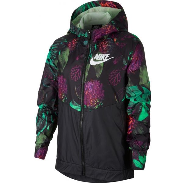 Nike NSW WR JKT HD AOP1 černá S - Dívčí bunda Nike