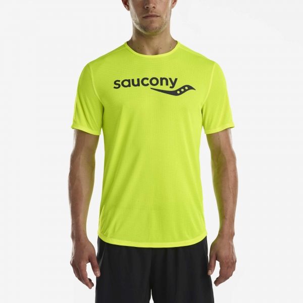Saucony SHORT SLEEVE VIZIPRO CI zelená S - Pánské běžecké triko Saucony