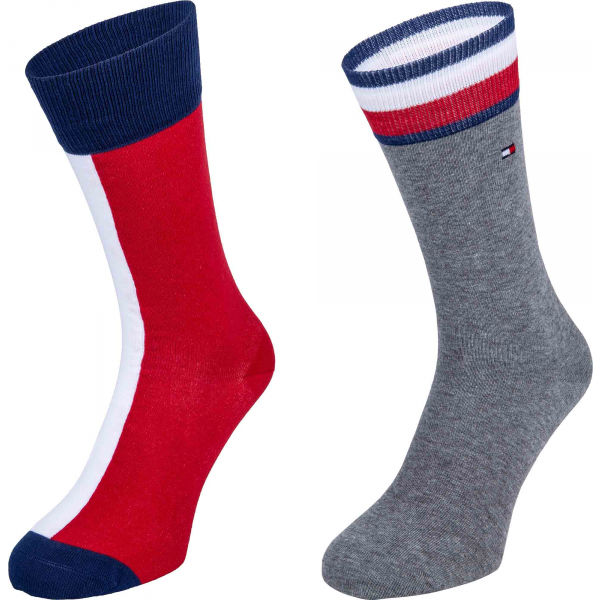 Tommy Hilfiger MEN ICONIC FLAG SOCK 2P tmavě modrá 39-42 - Pánské ponožky Tommy Hilfiger
