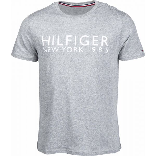 Tommy Hilfiger CN SS TEE LOGO šedá L - Pánské tričko Tommy Hilfiger