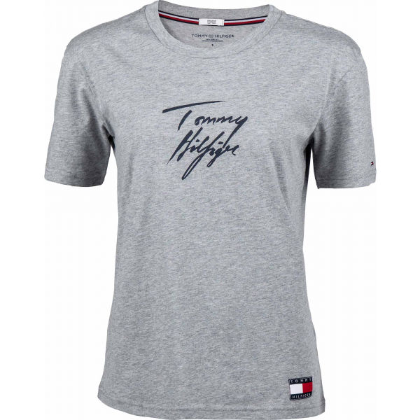 Tommy Hilfiger CN TEE SS LOGO šedá XS - Dámské tričko Tommy Hilfiger
