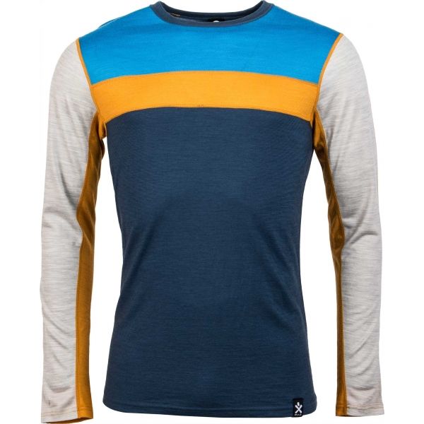 Bula RETRO WOOL CREW tmavě modrá M - Pánské triko s dlouhým rukávem Bula