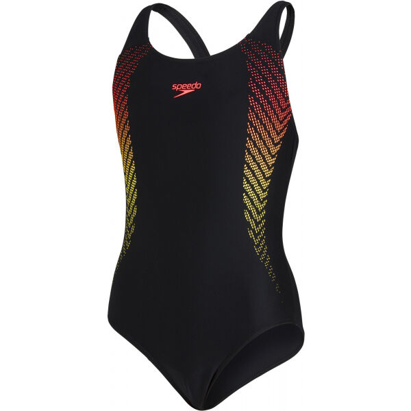Speedo PLASTISOL PLACEMENT MUSCLEBACK  116 - Dívčí jednodílné plavky Speedo