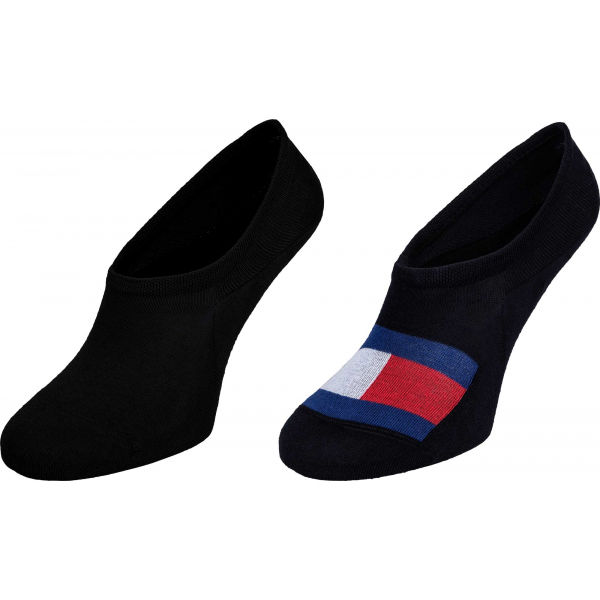 Tommy Hilfiger MEN FOOTIE 2P FLAG černá 39 - 42 - Pánské ponožky Tommy Hilfiger