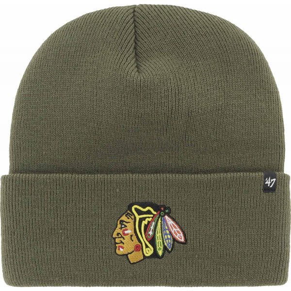 47 NHL CHICAGO BLACKHAWKS HAYMAKER CUFF KNIT Khaki UNI - Zimní čepice 47