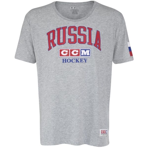 CCM FLAG TEE TEAM RUSSIA Šedá L - Pánské tričko CCM