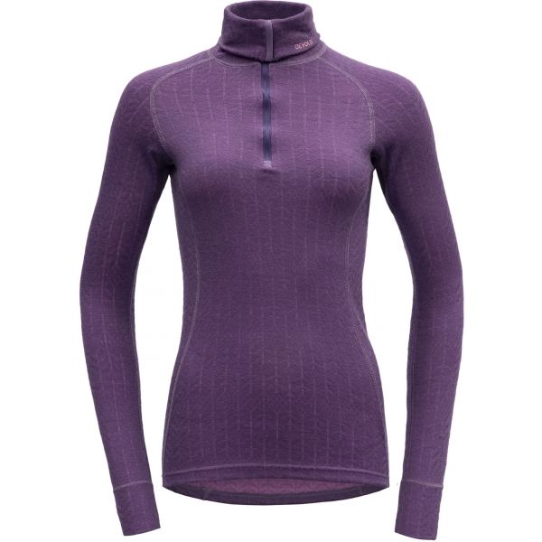 Devold DUO ACTIVE WOMAN ZIP NECK fialová L - Dámský rolák Devold