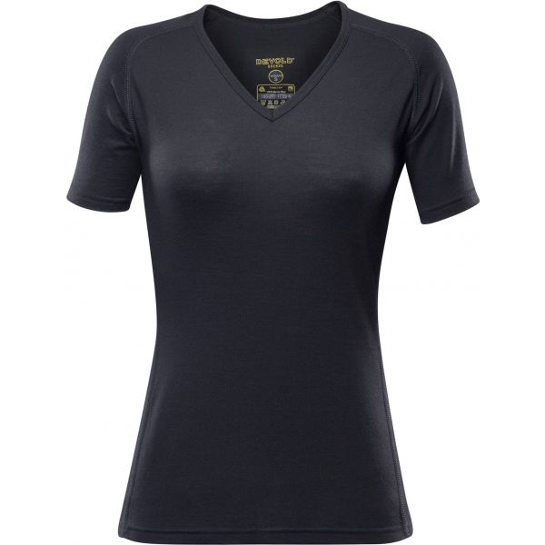 Devold BREEZE T-SHIRT V-NECK W černá XS - Dámské vlněné triko Devold