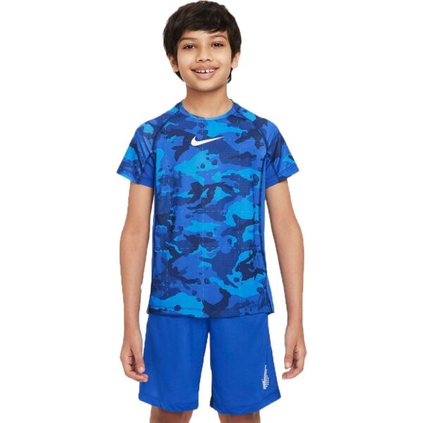 Nike NP DF SS TOP AOP B Modrá XL - Chlapecké tréninkové tričko Nike