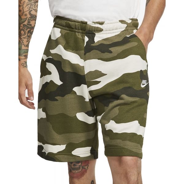 Nike NSW CLUB SHORT FT CAMO M tmavě zelená M - Pánské kraťasy Nike