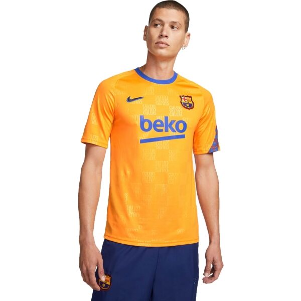 Nike FCB M NK DF TOP SS PM Oranžová XL - Pánské fotbalové tričko Nike