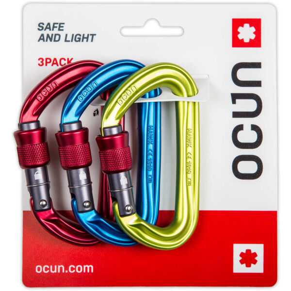 OCÚN HAWK SCREW 3 PACK Mix  - Jistící karabina OCÚN