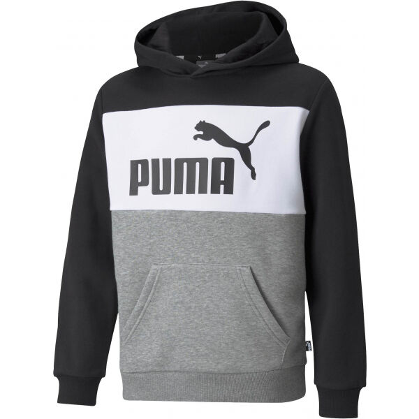 Puma ESS+COLORBLOCK HOODIE FL B Černá 140 - Chlapecká mikina Puma