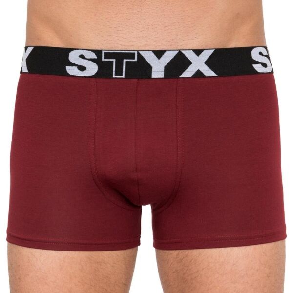 Styx MEN'S BOXERS LONG SPORTS RUBBER Vínová XXL - Pánské boxerky Styx