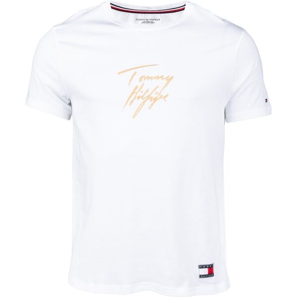 Tommy Hilfiger CN SS TEE LOGO Bílá M - Pánské tričko Tommy Hilfiger
