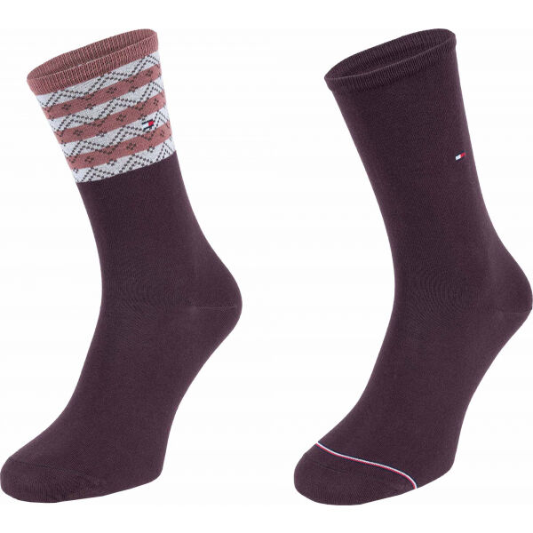 Tommy Hilfiger WOMEN SEASONAL TENCEL SOCK 2P FOLK STRIPE Hnědá 39 - 42 - Dámské ponožky Tommy Hilfiger