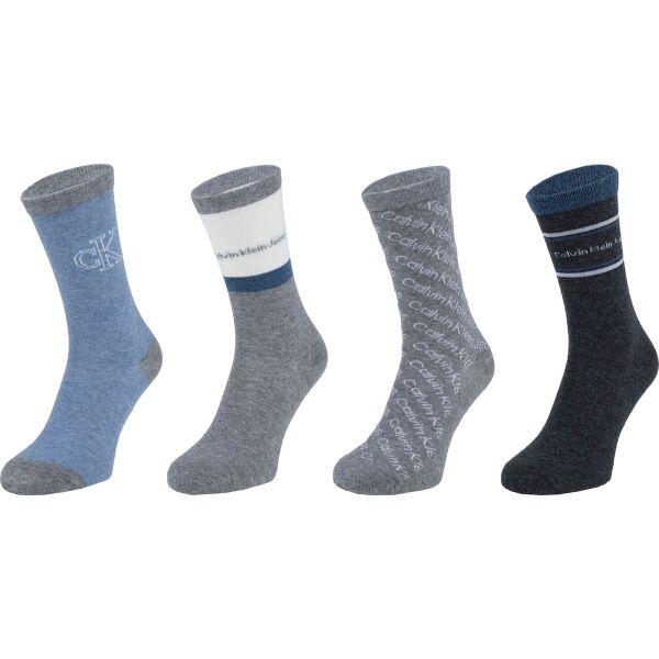 Calvin Klein WOMENS 4PK MULTI LOGO DRESS CREW GIFTBOX EVE Šedá  - Dámské ponožky Calvin Klein