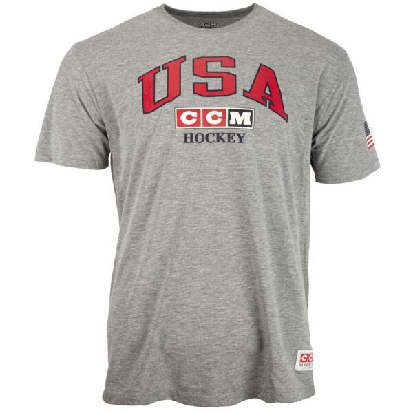 CCM FLAG TEE TEAM USA Šedá XL - Pánské tričko CCM