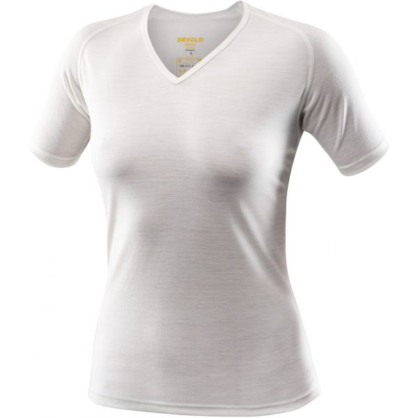 Devold BREEZE T-SHIRT V-NECK W bílá M - Dámské vlněné triko Devold