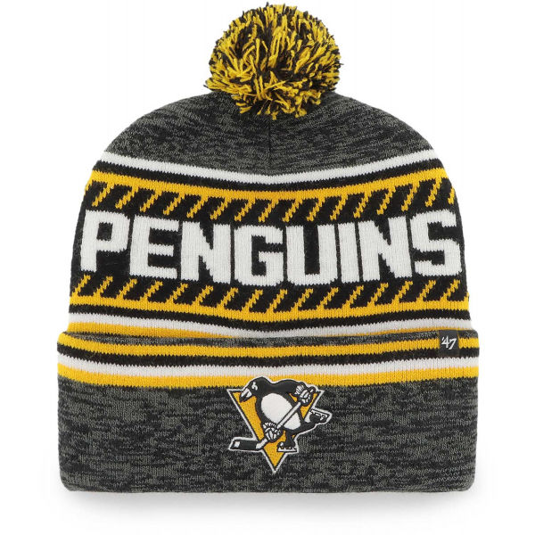 47 NHL PITTSBURGH PENGUINS ICE CAP ’47 CUFF KNIT BLK Tmavě šedá UNI - Zimní čepice 47