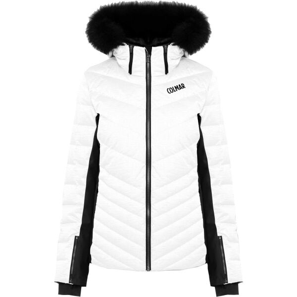 Colmar L.DOWN JACKET + F Bílá 40 - Dámská péřová lyžařská bunda s pravou kožešinou Colmar