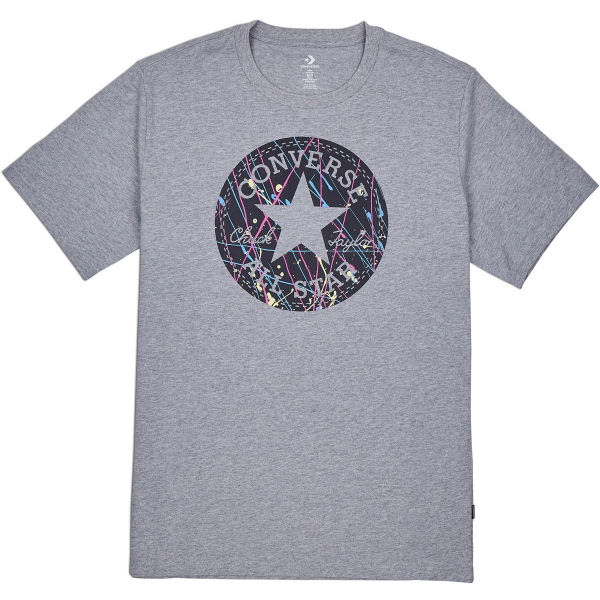 Converse SPLATTER PAINT CHUCK PATCH SHORT SLEEVE TEE Šedá S - Pánské tričko Converse