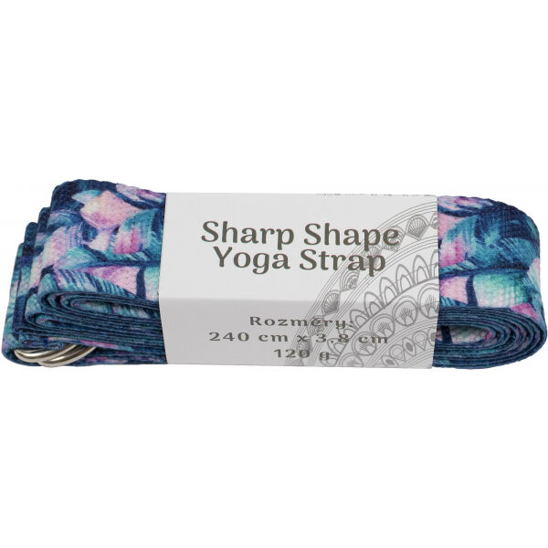 SHARP SHAPE YOGA STRAP LEAVES Tmavě modrá  - Jóga páska SHARP SHAPE