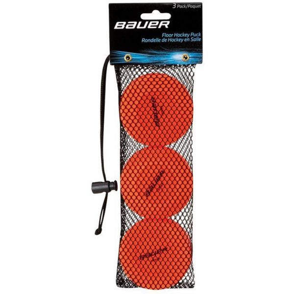 Bauer FLOOR HOCKEY PUCK ORANGE 3 PACK Sada plastových puků