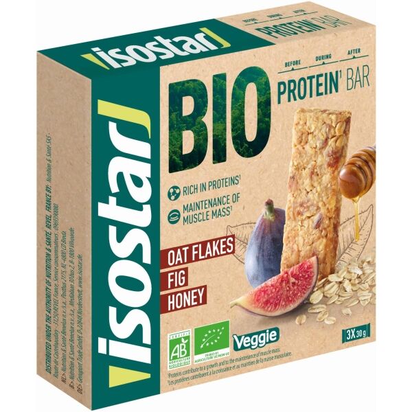 Isostar BIO PROTEIN BARS FÍKY / MED 3x30g Energetické bio tyčinky