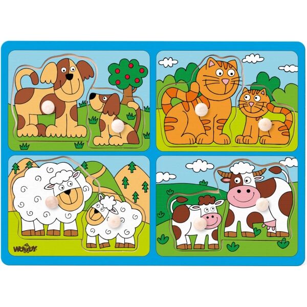 WOODY PETS WITH PUP Dřevěné puzzle