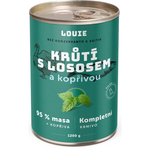 LOUIE KRŮTÍ S LOSOSEM A KOPŘIVOU 1 200 G Psí konzerva