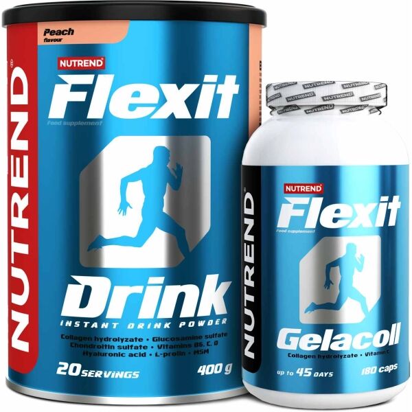 Nutrend FLEXIT DRINK BROSKEV 400 G +  FLEXIT GELACOLL 180 CAPS Kloubní výživa