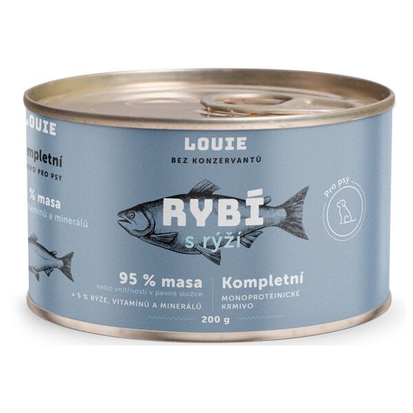 LOUIE RYBÍ S RÝŽÍ 200 G Psí konzerva