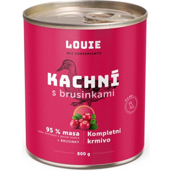 LOUIE KACHNÍ S BRUSINKAMI 800 G Psí konzerva