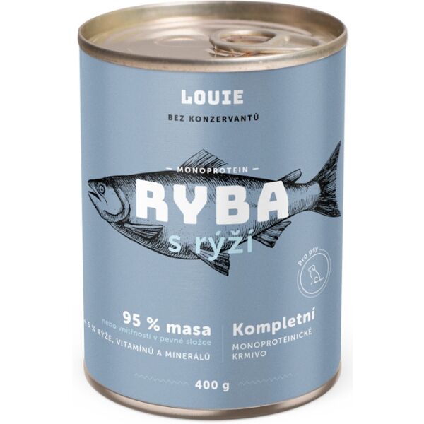 LOUIE RYBÍ S RÝŽÍ 400 G Psí konzerva